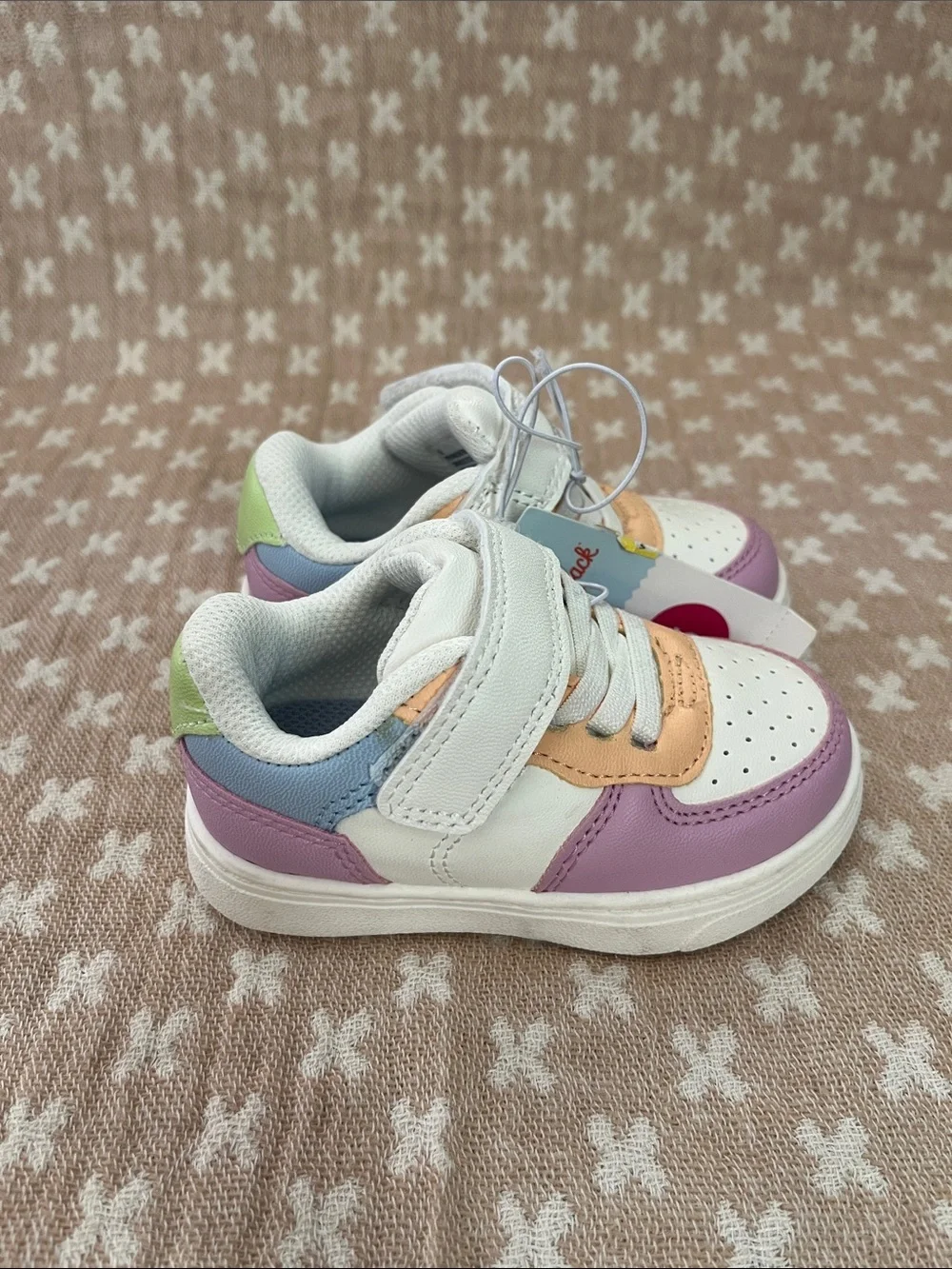 Cat & Jack White Sneakers with Pink and Peach Accents